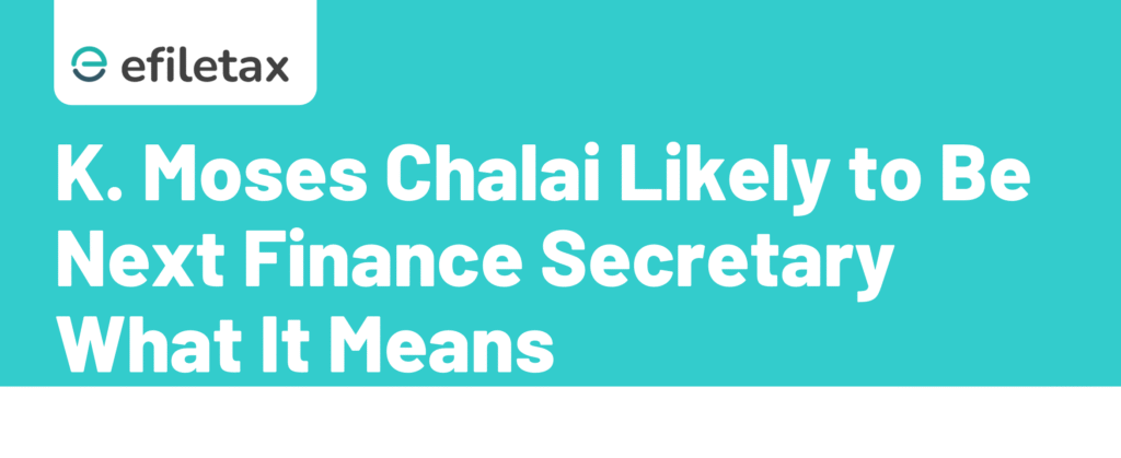 K. Moses Chalai Likely to Be Next Finance Secretary: What It Means